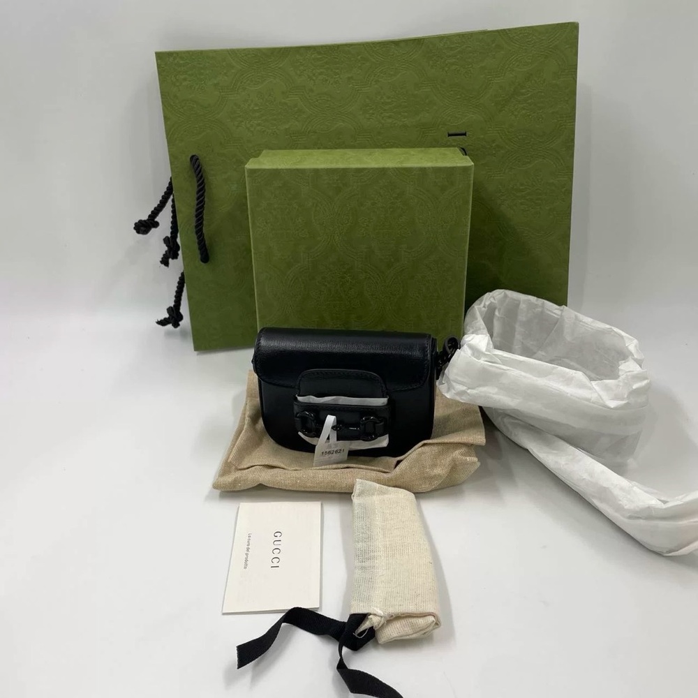 Gucci Azalea Calfskin Web Monochrome Horsebit 1955 Mini Handbag – Black